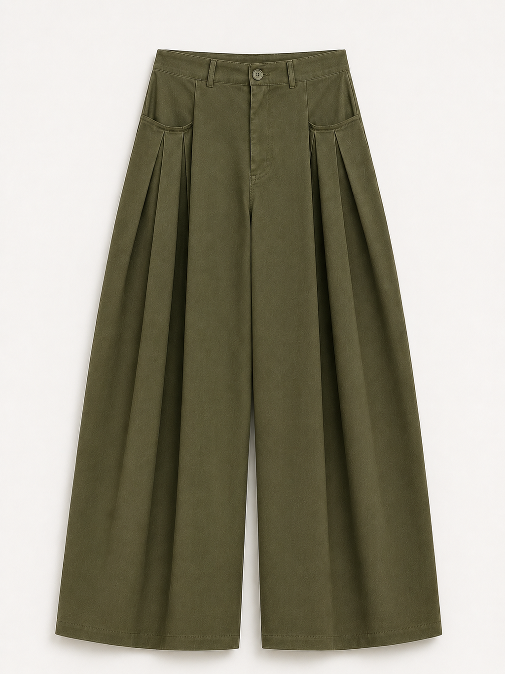 Olive Utility Wide-Leg Trousers