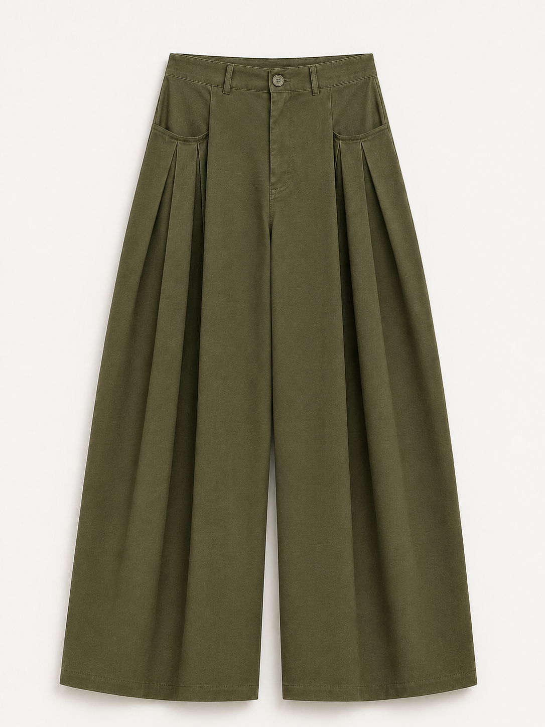 Olive Utility Wide-Leg Trousers