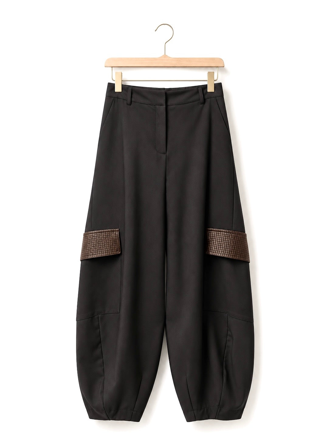 Chocolate Brown Woven Panel Cargo Pants
