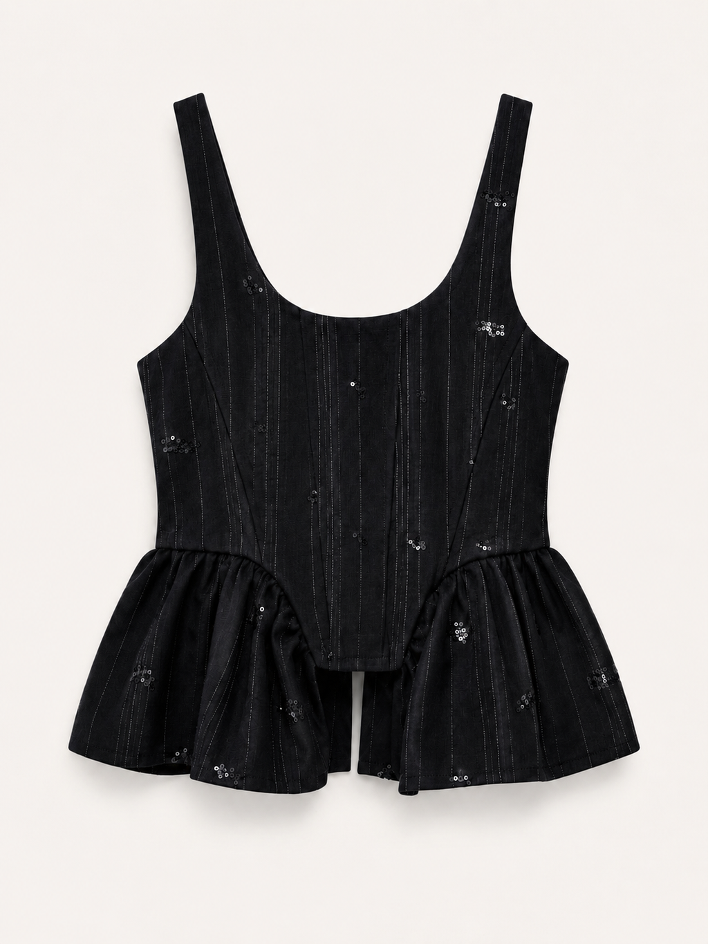 Midnight Pinstripe Peplum Top