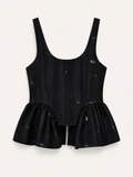 Midnight Pinstripe Peplum Top