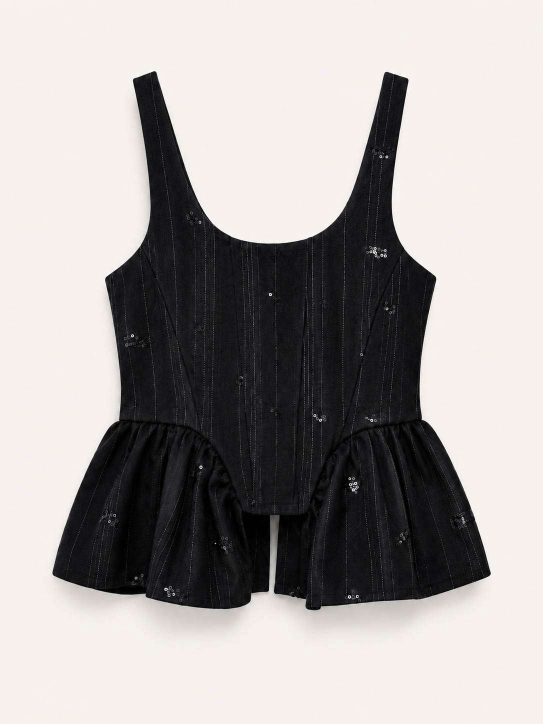 Midnight Pinstripe Peplum Top