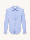 Blue Pinstripe Corset-Detail Shirt