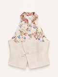 Floral Linen Mandarin Vest