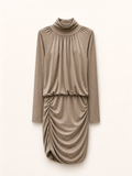 Ruched High-Neck Mini Dress