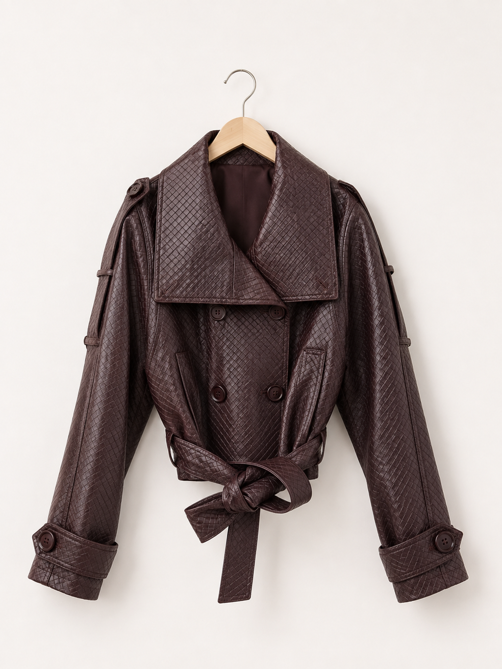 Burgundy Woven Cropped Jacket