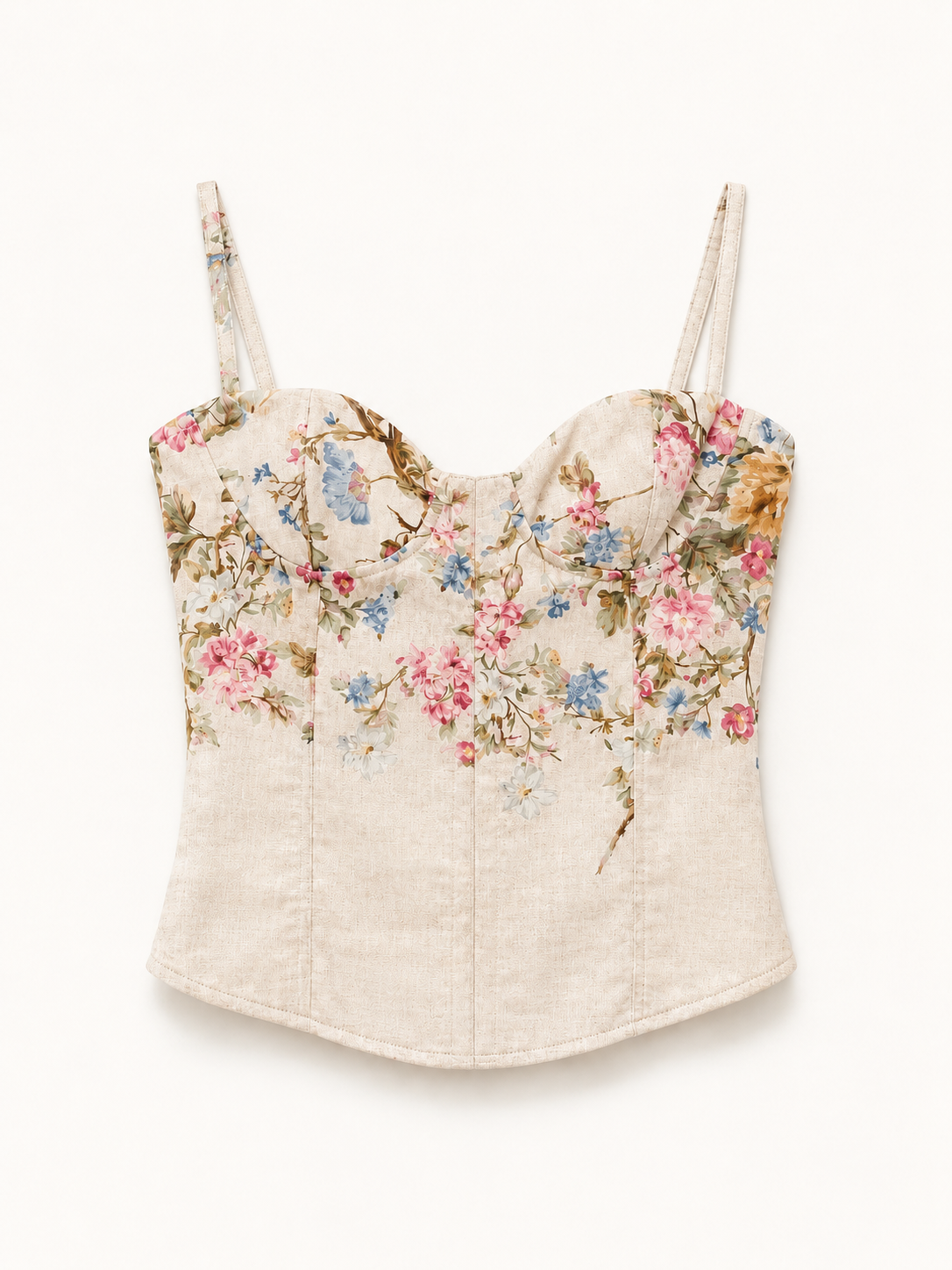 Floral Linen Corset Top