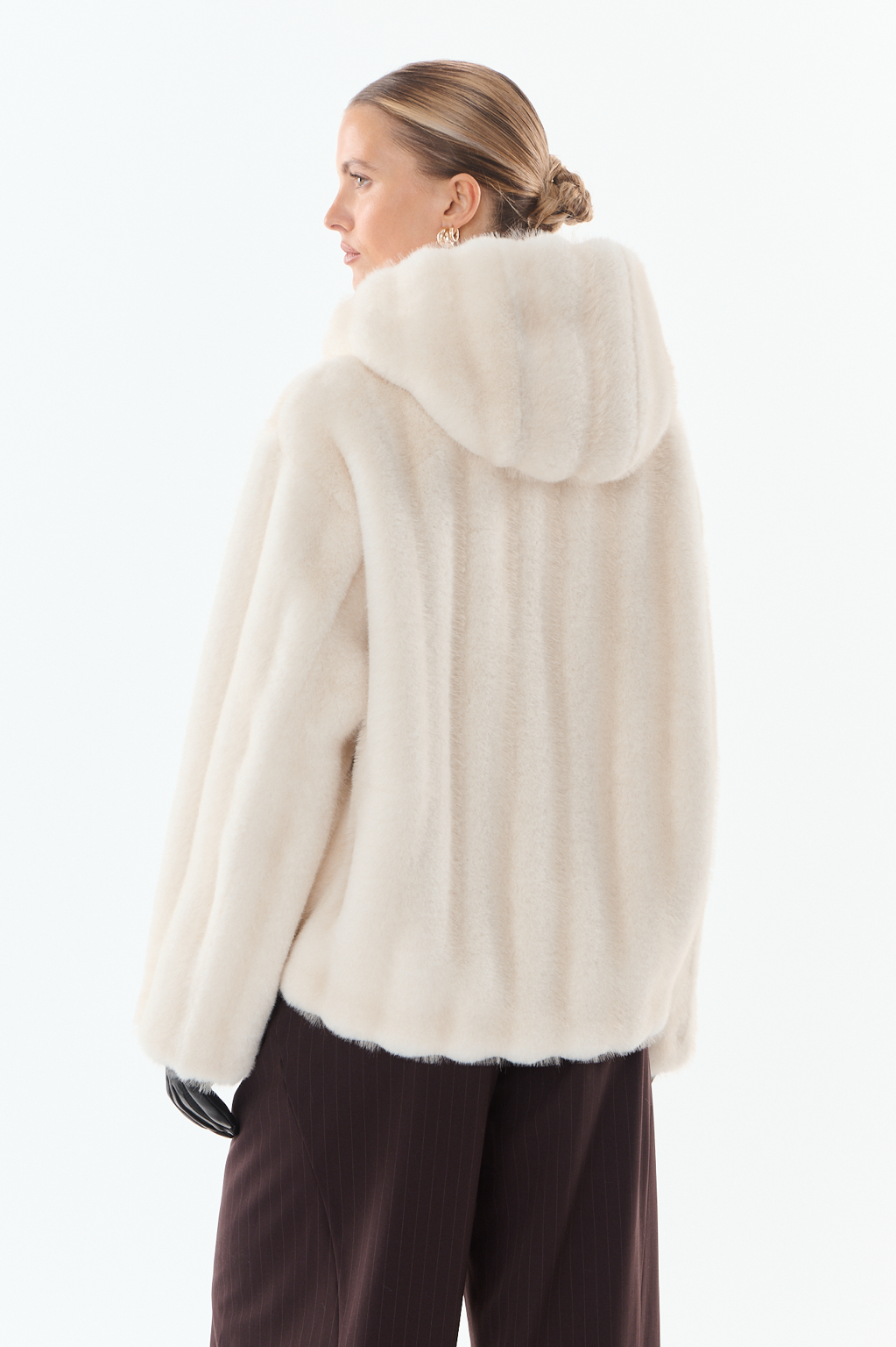 Ivory Hooded Fur Jacket