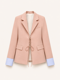 Blush Lace-Up Tailored Blazer