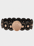Hammered Medallion Statement Black Belt