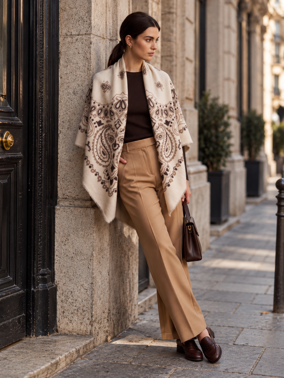 Bandana Print Fringe Shawl