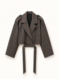 Plaid Belted Cropped Jacket