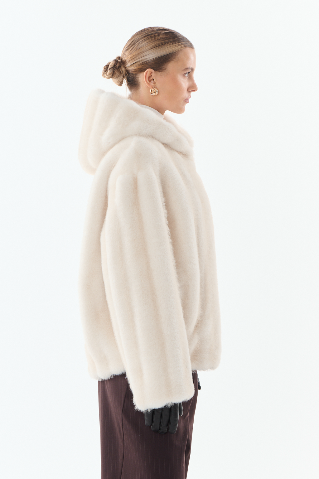 Ivory Hooded Fur Jacket