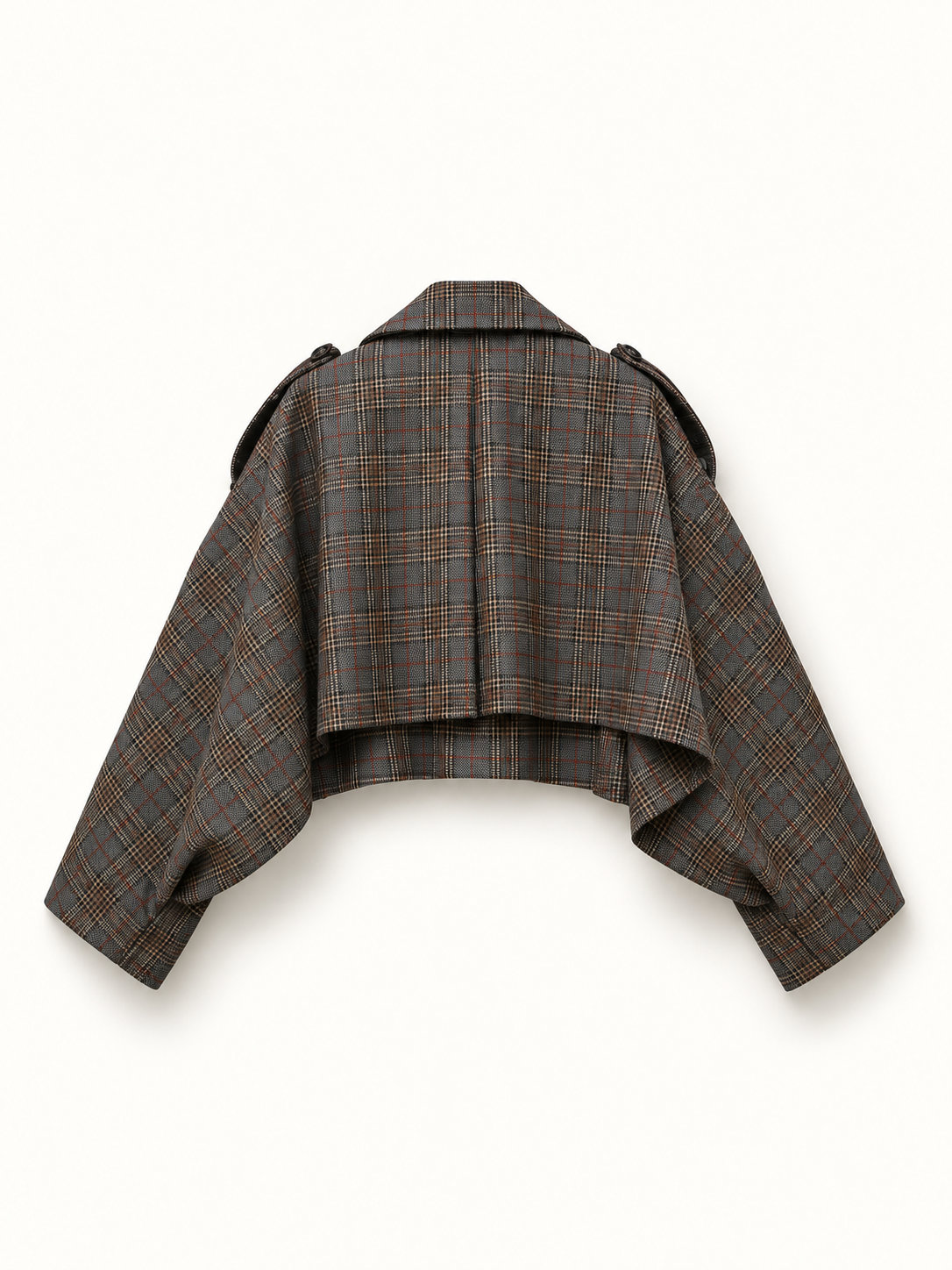 Plaid Belted Cropped Jacket