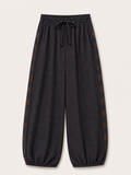 Brown Checked Balloon-Leg Trousers
