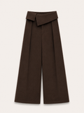 Brown Asymmetric Flap-Waist Trousers