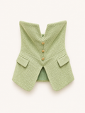 Chic Structured Vest Top with Gold Button Detail