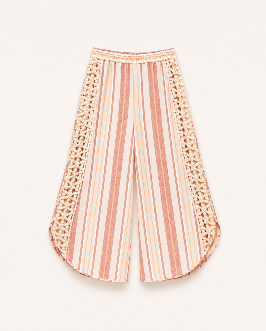 Blush Striped Lace-Trim Two-Piece Set