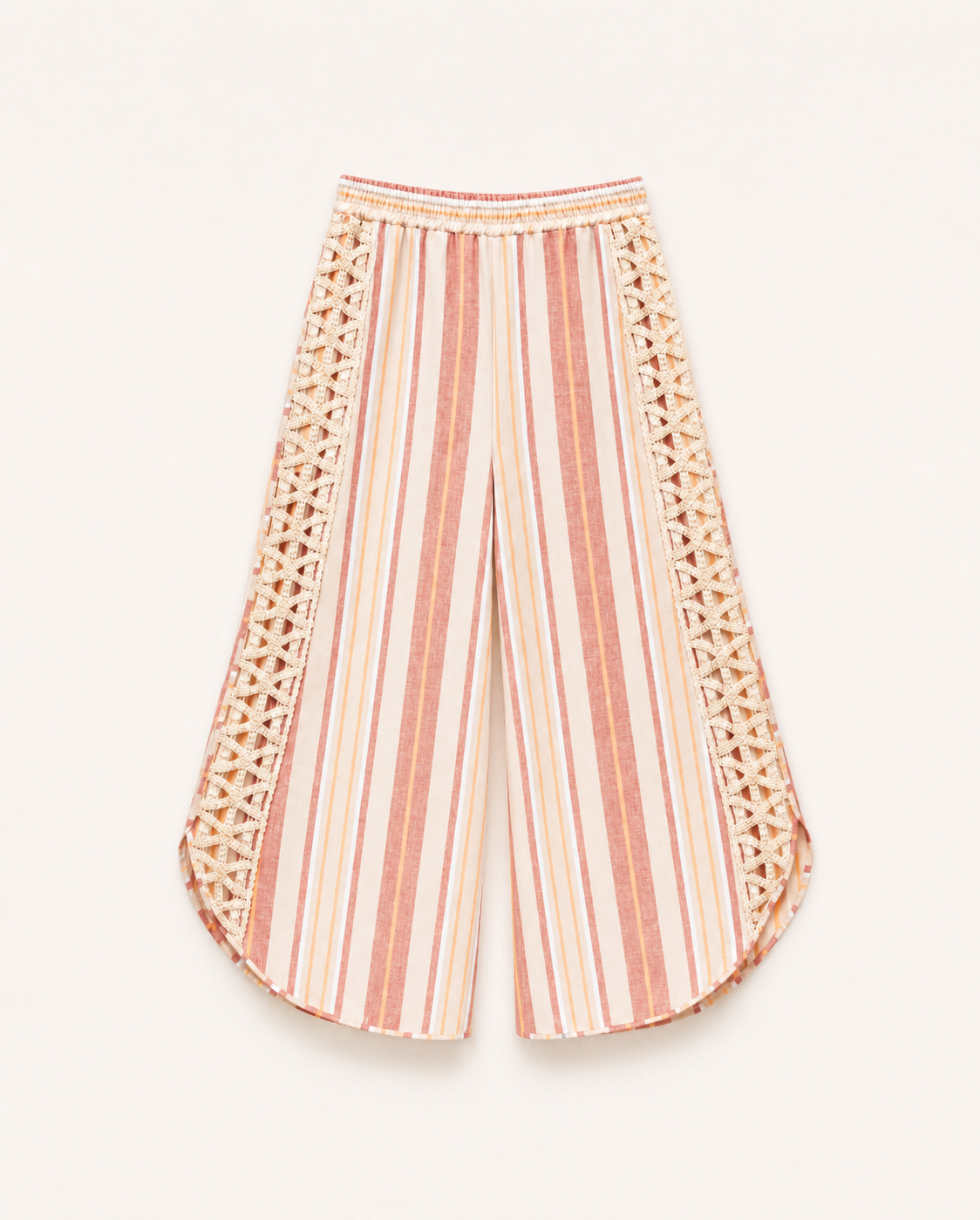 Blush Striped Lace-Trim Two-Piece Set