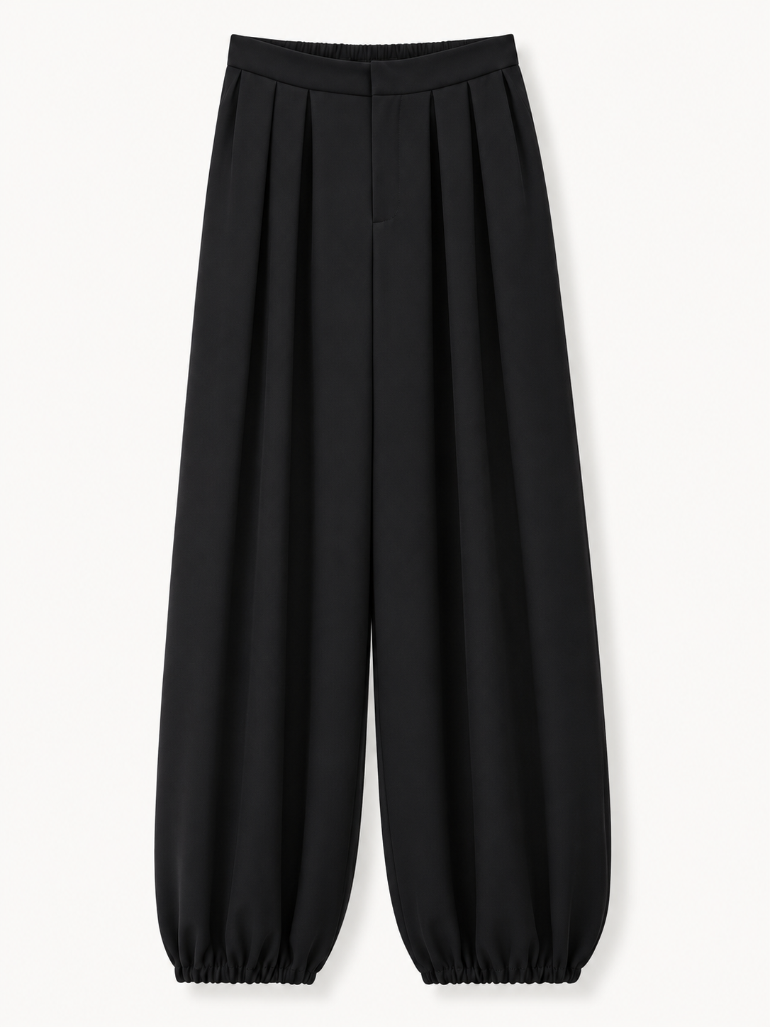 Black Pleated Balloon Trousers