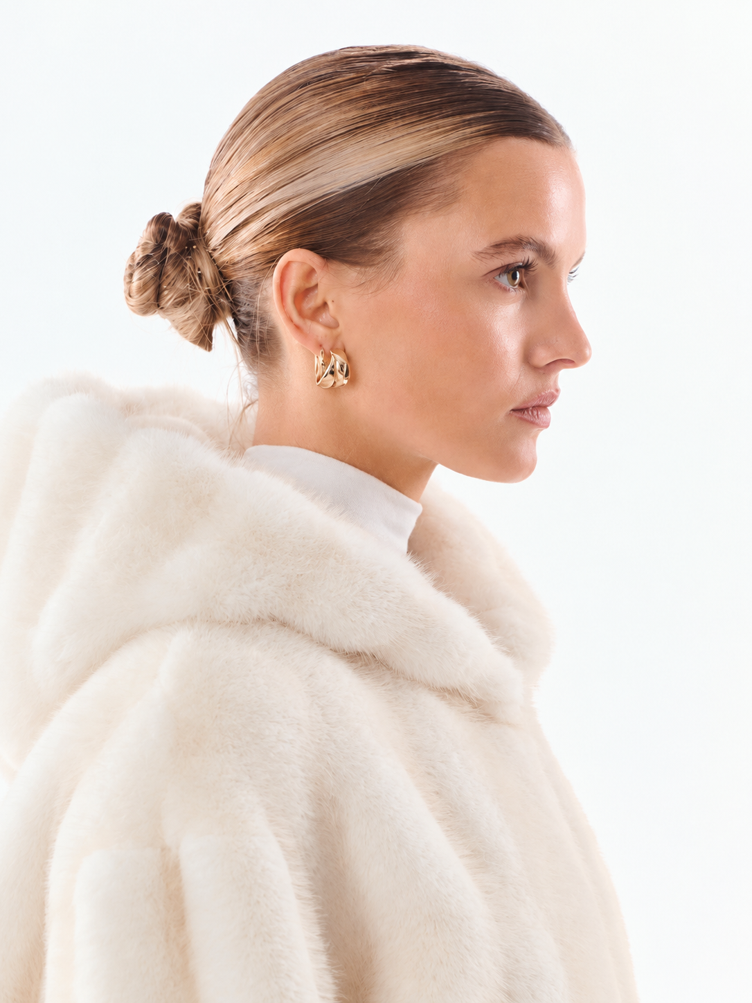 Ivory Hooded Fur Jacket