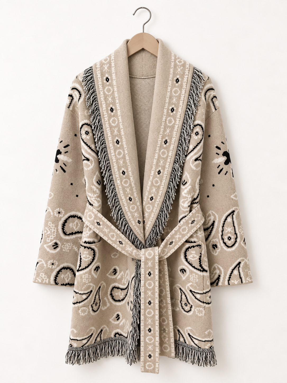 Paisley Fringe Wrap Coat
