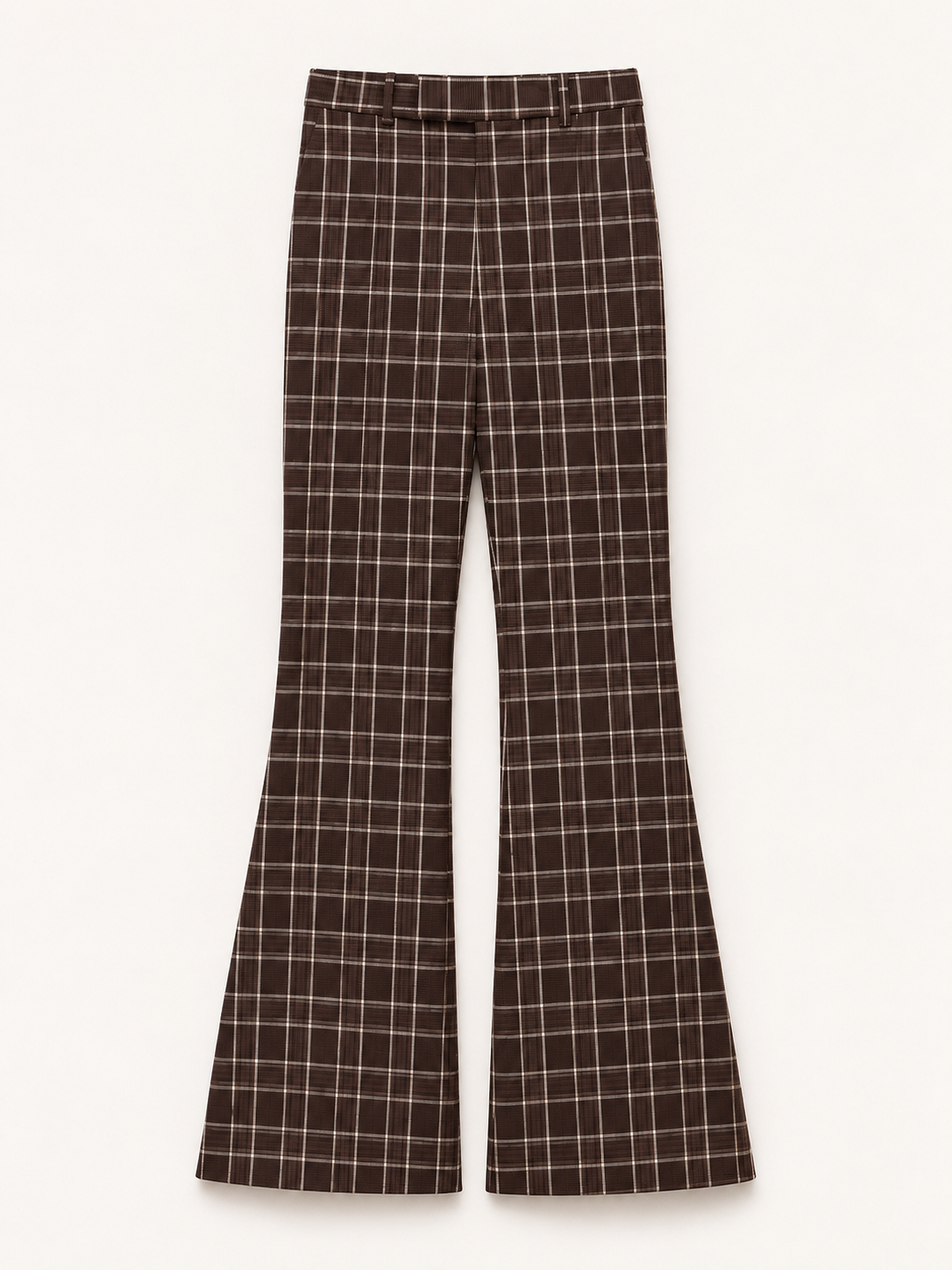 Mocha Check Flare Trousers