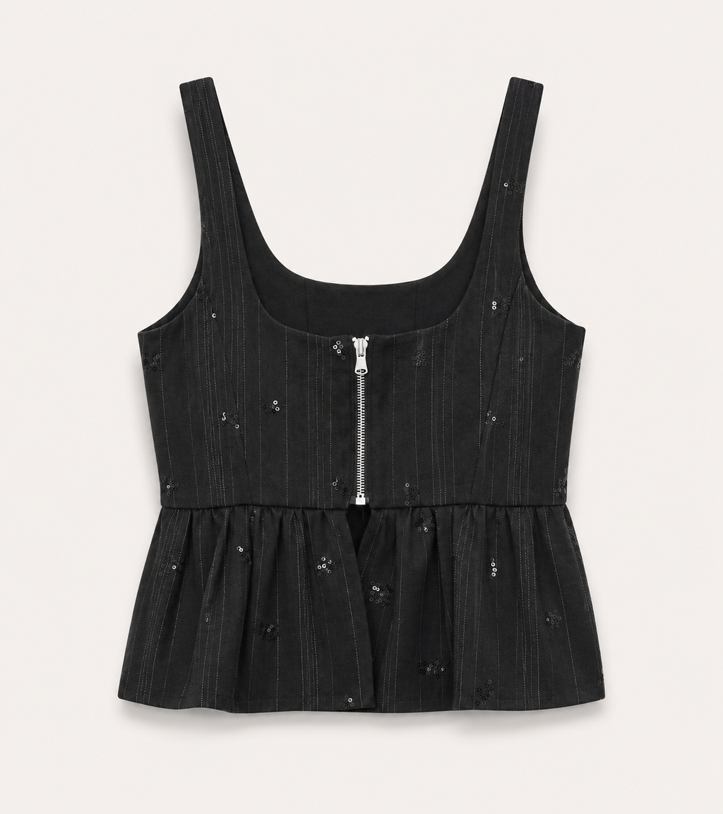 Midnight Pinstripe Peplum Top