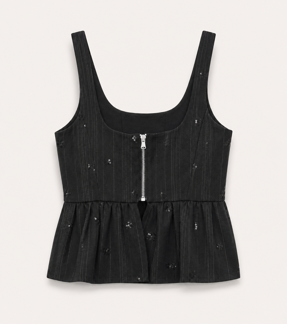 Midnight Pinstripe Peplum Top