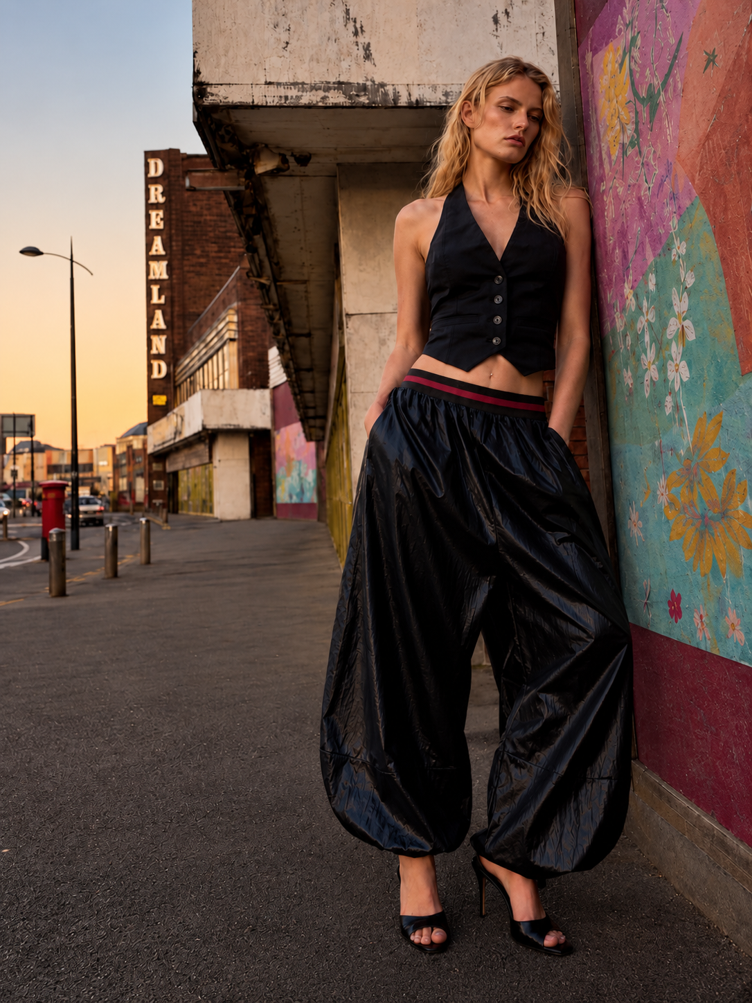 Noir Balloon Faux-Leather Pants
