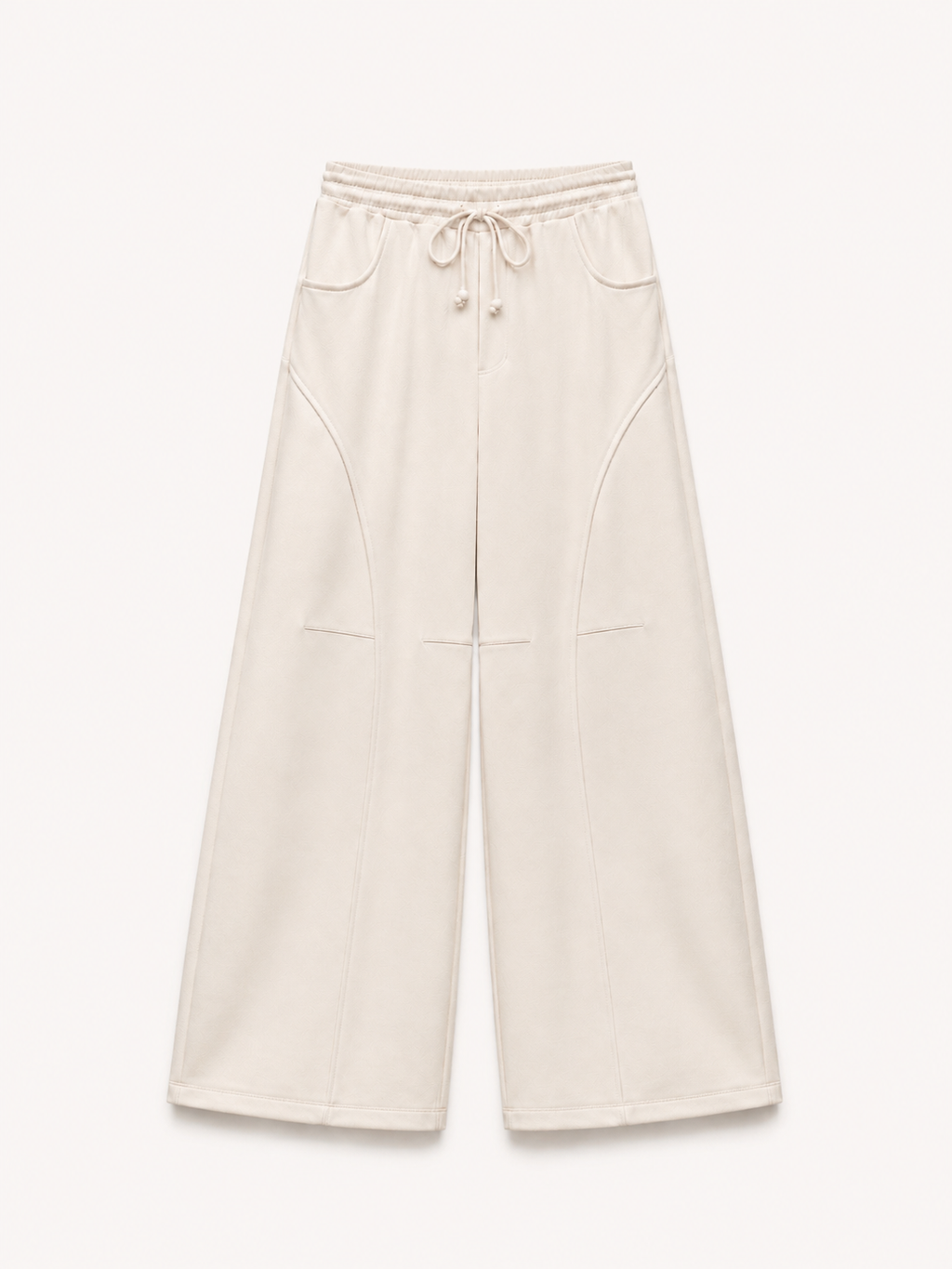 Cream Wide-Leg Pants