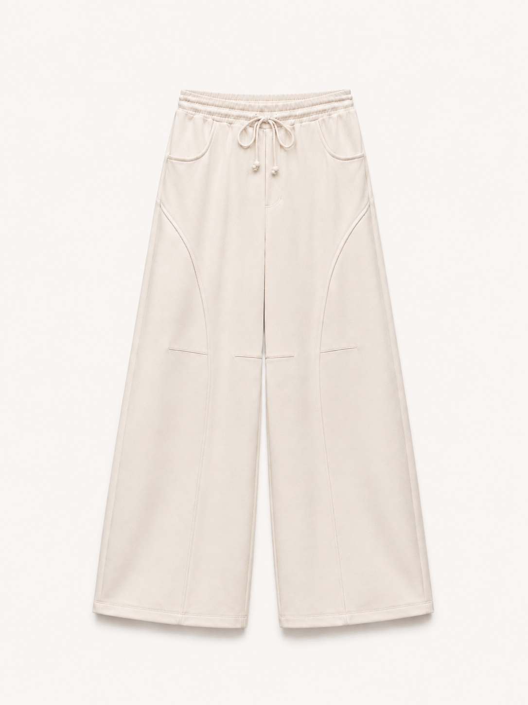 Cream Wide-Leg Pants