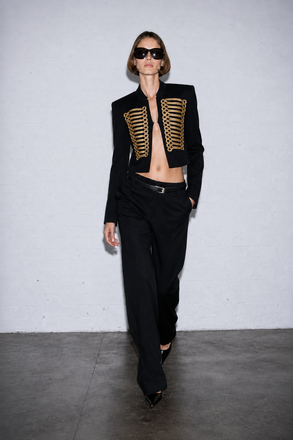 Black Gold Embroidered Military Jacket
