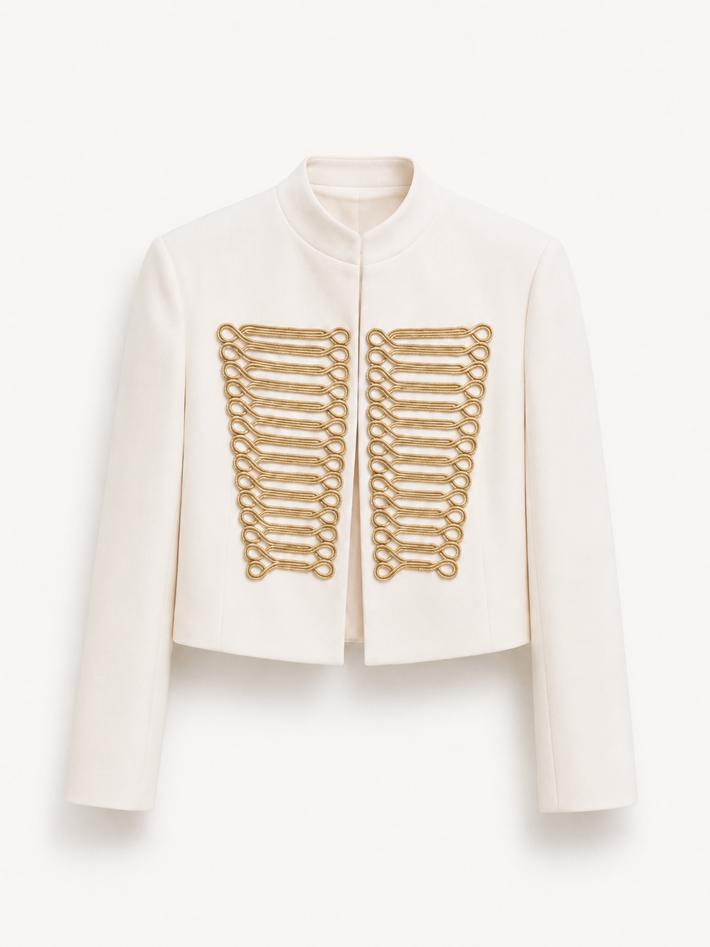 Ivory Gold Embroidered Military Jacket