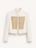 Ivory Gold Embroidered Military Jacket