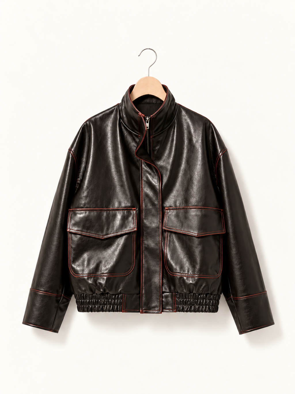 Crimson Stitch Leather Jacket