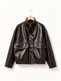 Crimson Stitch Leather Jacket