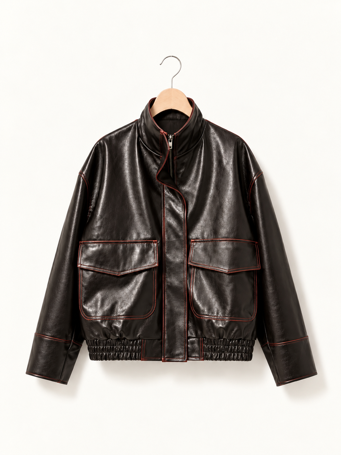 Crimson Stitch Leather Jacket