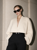Beige Sculpted Cropped Blazer