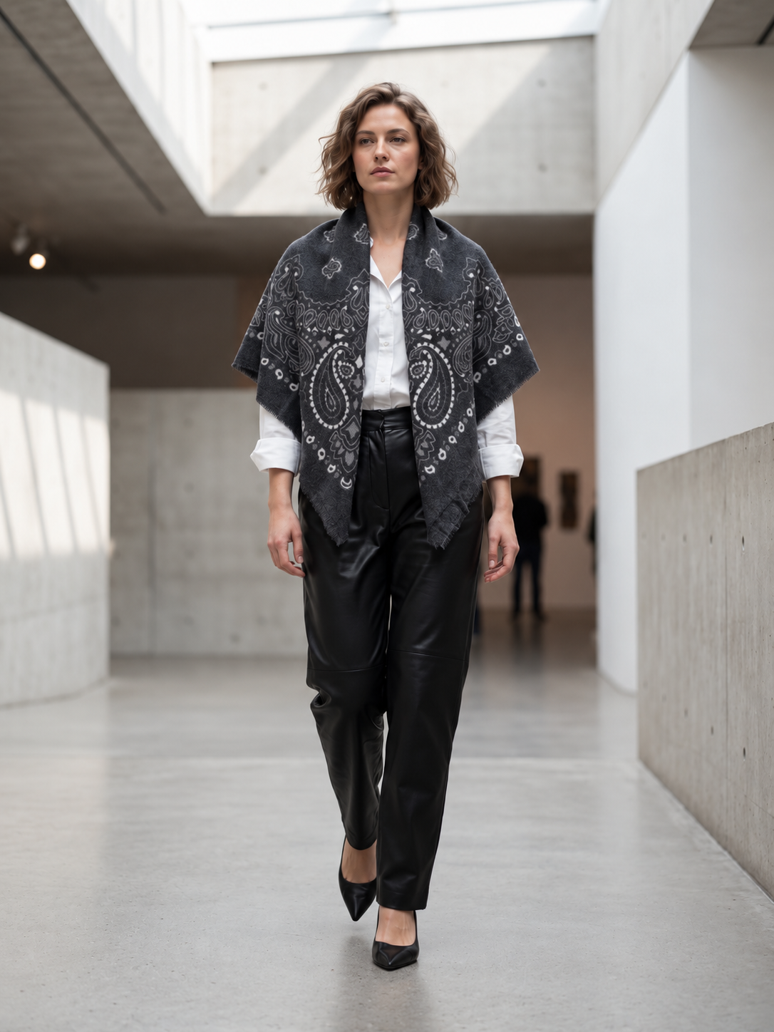 Bandana Print Fringe Shawl
