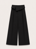 Black Asymmetric Flap-Waist Trousers