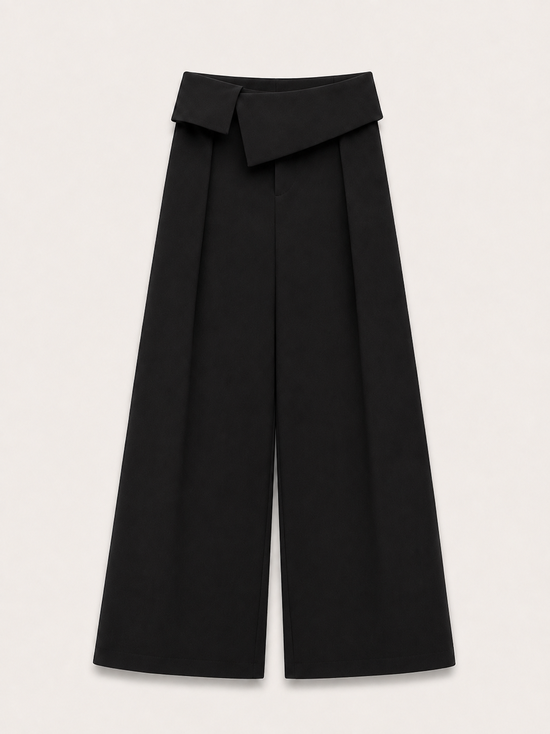 Black Asymmetric Flap-Waist Trousers
