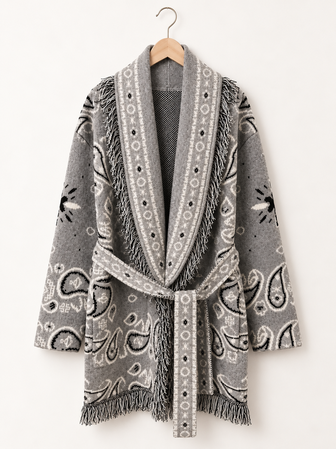 Paisley Fringe Wrap Coat