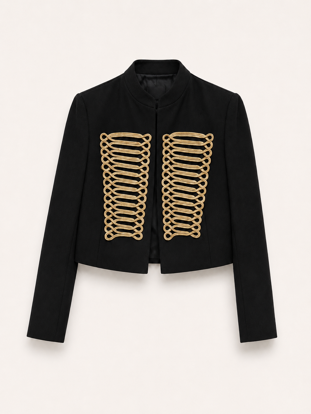 Black Gold Embroidered Military Jacket