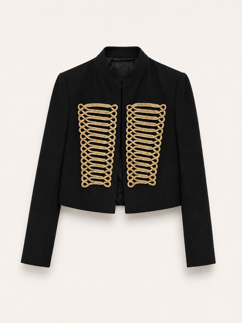 Black Gold Embroidered Military Jacket