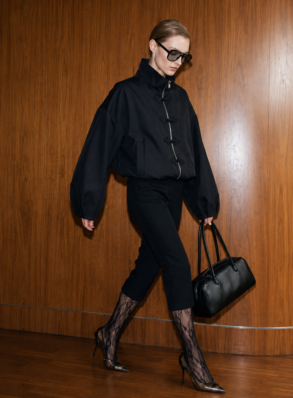 Midnight Chinese-Style Zip-Up Jacket