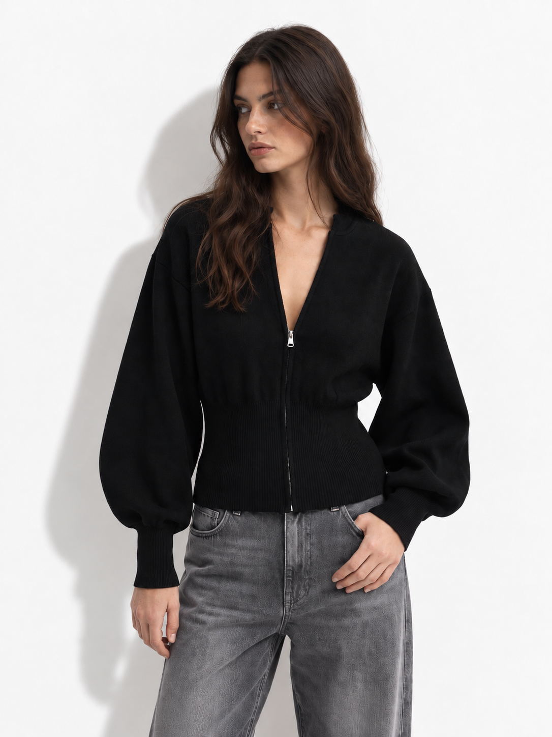 The Noir Zip-Up Knit