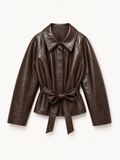 Brown Belted Leather Jacket