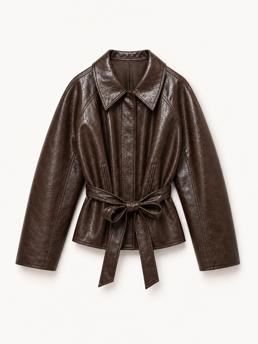 Brown Belted Leather Jacket