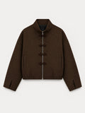 Brown Chinese-Style Zip-Up Jacket